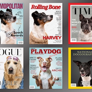Personalisierte Hundedrucke, Haustier Magazin Abdeckungen, Haustier Porträts, Benutzerdefinierte Haustier Kunst, mein Haustier berühmt machen, personalisierte Haustier Druck, digitales Porträt