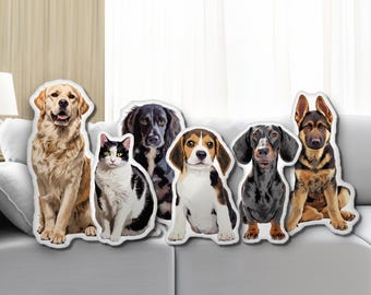 Personalized pet pillow, custom animal decorative pillow, dog and cat cushion, pet lover gift, personalized pillow, custom shaped pillow