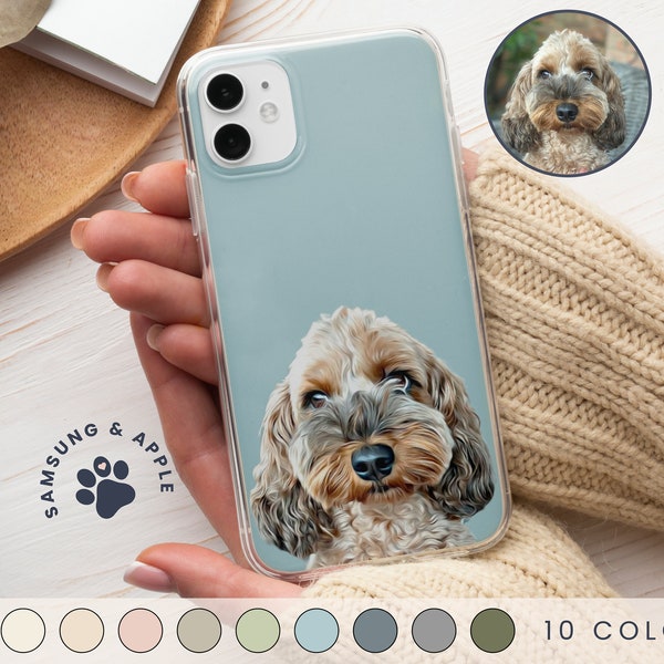 Coque de téléphone personnalisée pour chien, coque personnalisée pour animal de compagnie, cadeau pour amoureux des animaux de compagnie, portrait de chien personnalisé, cadeau chien sur mesure, coque d'iPhone, coque Samsung