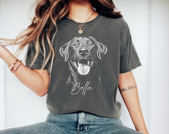 Comfort Colors Custom Pet T-shirt with Pet photo and name, Personalized Pet Portrait Shirt, Custom Dog Cat Graphic Tee Pet Lover Gift