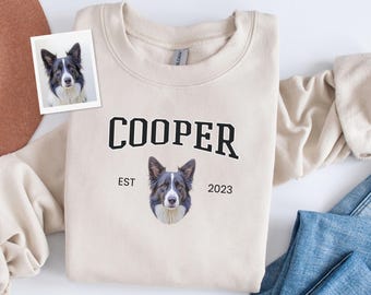 Benutzerdefinierte Haustier Pullover Hund Zeichnung vom Foto-Porträt-Pullover personalisierte Hundepullover benutzerdefinierte Katze Sweatshirt Hundemama Geschenk Hunde-Liebhaber-Shirt