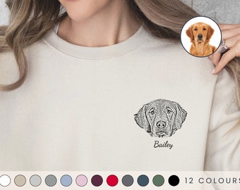 Benutzerdefinierte Haustier Pullover Hund Zeichnung vom Foto-Porträt-Pullover personalisierte Hundepullover benutzerdefinierte Katze Sweatshirt Hundemama Geschenk Hunde-Liebhaber-Shirt