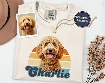 Comfort Colors Custom Pet T-shirt with Pet photo and name, Personalized Pet Portrait Shirt, Custom Dog Cat Graphic Tee Pet Lover Gift