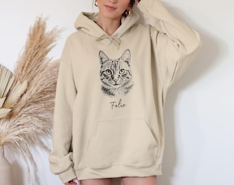Moletom com capuz personalizado com retrato de animal de estimação, presente personalizado para amantes de cães, moletom com capuz para mãe de cachorro, moletom com capuz para pai de cachorro, moletom com capuz com retrato de animal de estimação EUA, presente para donos de cachorro