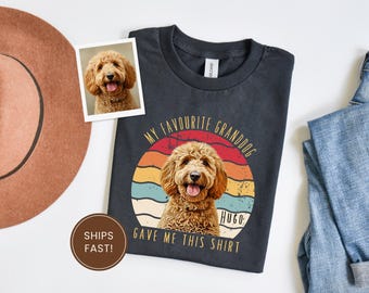 Camiseta "Meu Neto Cachorro Me Deu Esta Camiseta", Camiseta Divertida para Vovó com Foto de Cachorro, Camiseta Personalizada com Foto de Cachorro, Presente para Dono de Animal de Estimação, Camiseta para Amante de Cachorros