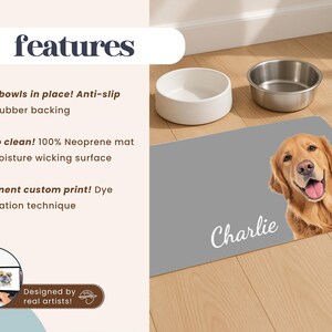 Personalized Pet Mats Using Pet Photo + Name Personalized Dog Food Mat Personalized Dog Placemat Custom Dog Bowl Mat Personalized Pet Mat image 2