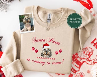 Custom Pet Christmas Sweater, Dog Drawing From Photo, Christmas Sweater, Personalized Xmas Pullover, Custom Cat Sweatshirt, Dog Mum Gift