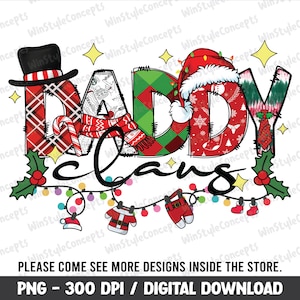 Papa Claus Png, kerstman Png, papa Kerst ontwerpen voor t-shirt, papa kerstcadeaus, opa, Funny Christmas Family Shirt Design