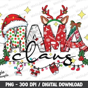 Mamá Claus png Divertido diseño de camisa familiar navideña - Archivo digital de sublimación retro para el regalo de temporada para mamá mujer amiga mamá