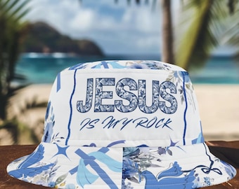 Faith-Inspired Floral Bucket Hat, Summer Hat Sewing Pattern, cool beach sun hat, faith cross theme cap, Jesus hat,outdoor unisex casual hat