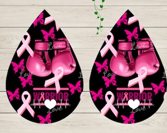 Breast CancerPng, boxing gloves earring, sublimation design, cancer teardrop Png, digital download, fight cancer, celebrate pink, earringpng