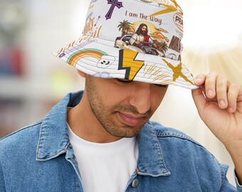 Faith-Inspired Bucket Hat, Funny Christian Bucket Hat, Religious Summer Hat, Retro boho Christian hat gift, casual hat vintage streetwear