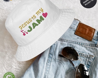 Christian Embroidered Bucket Hat, "Jesus is my Jam", baptism gift, spirituality christanity gift