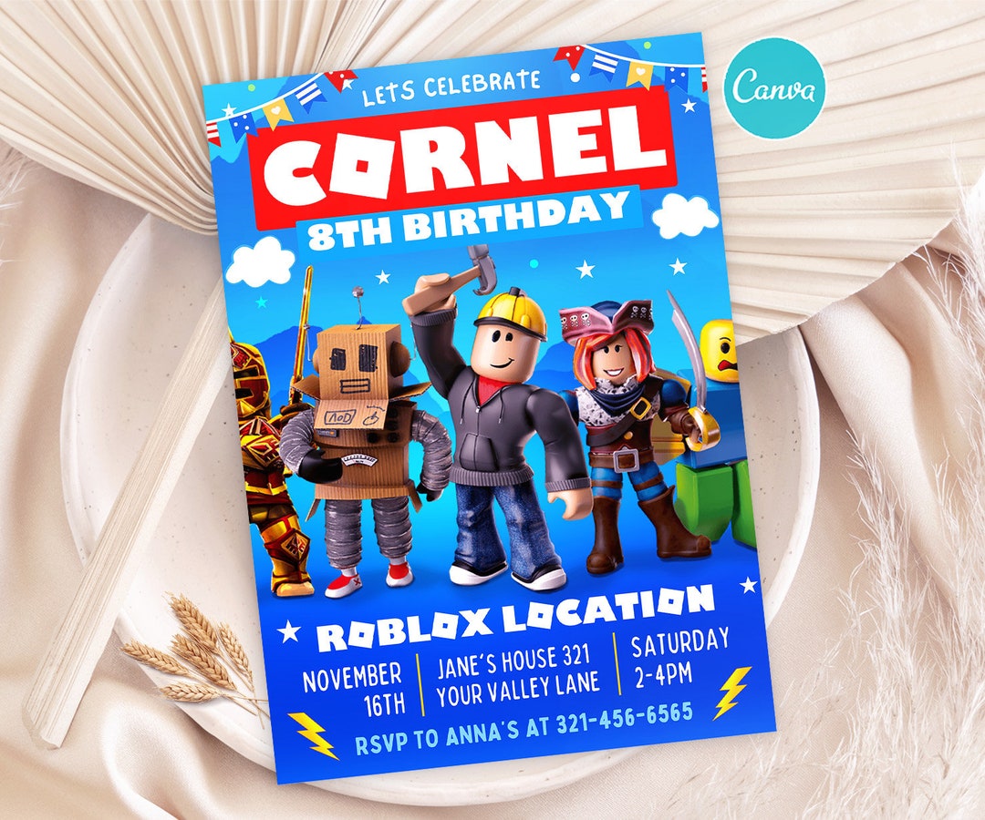 Editable Roblox Birthday Invitation Birthday Party Invite - Etsy UK