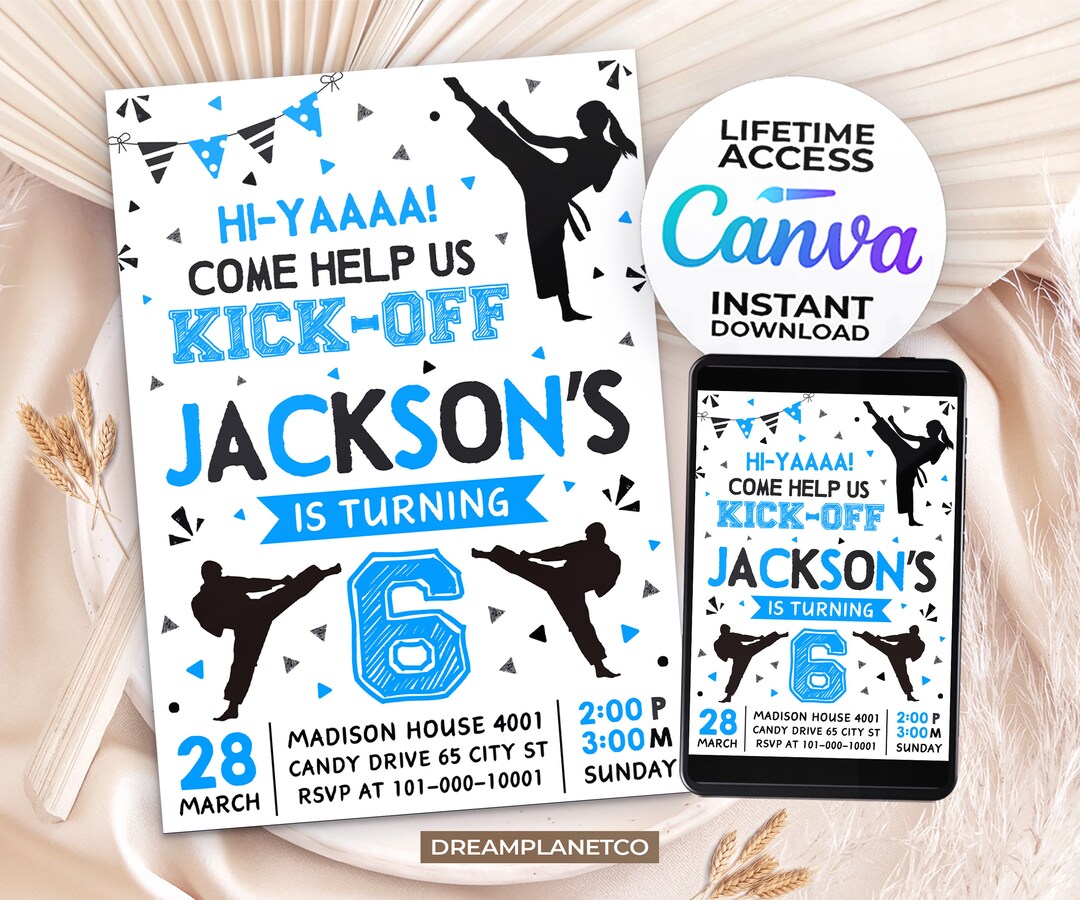 Editable Karate Birthday Invitation Karate Invitation 5x7 Etsy
