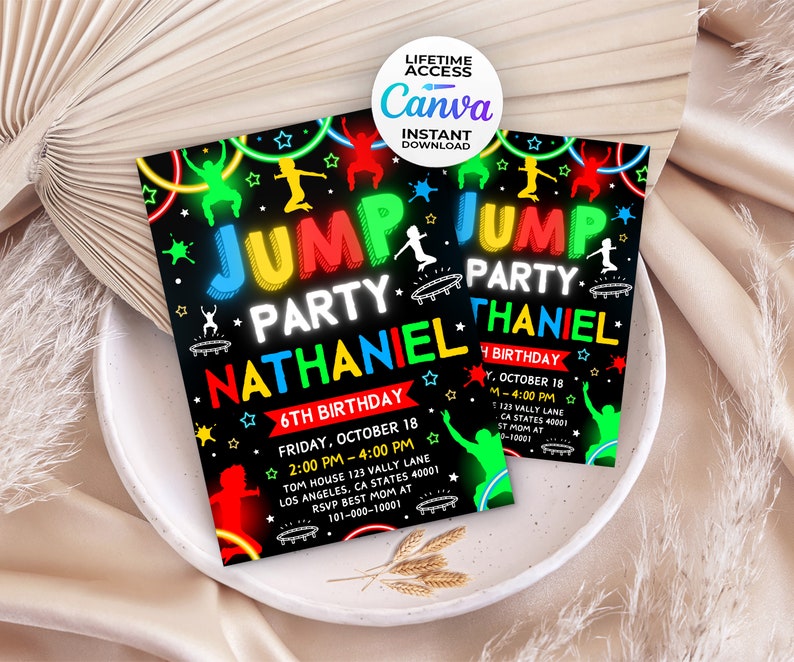 Editable Jump Birthday Invitation, Jump Invitation, Trampoline Invitation, Jump Birthday Party ...