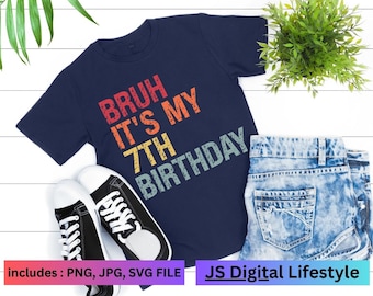 やあ、今日は私の 7 歳の誕生日だよ SVG、PNG、JPG [デジタルダウンロード 誕生日記念日ニッチ] 誕生日デザイン。