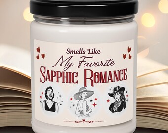 Candela di soia regalo lesbico regalo per amanti dei libri romanticismo saffico coppia gay lesbico San Valentino per lei candele profumate LGBTQ candela di soia profumata, 9 oz