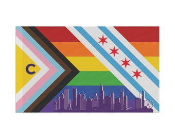 Bandiera del Gay Pride di Chicago: bandiera progressista LGBTQ in poliestere