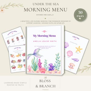 Under the Sea Morning Menu | Christian Watercolor Learning Printable (Ages 4-8)