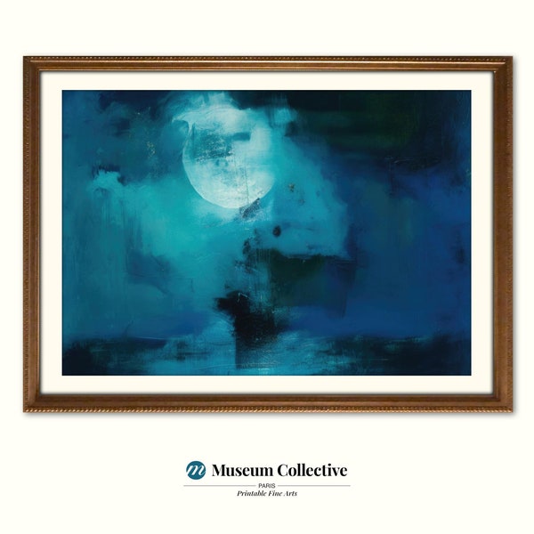 Vaisseau au Clair de Lune II, Peinture expressionniste abstraite, Art numérique à imprimer