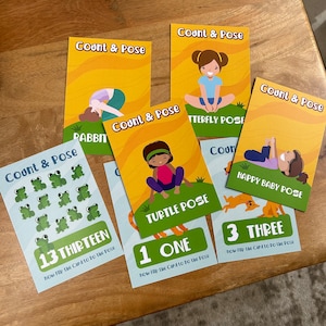 Poses de yoga pour enfants, Pratique de comptage imprimable, Mathématiques préscolaires, Cartes mémoire de yoga, Activité de mouvement pour enfants, Cartes mathématiques de yoga, Yoga et comptage