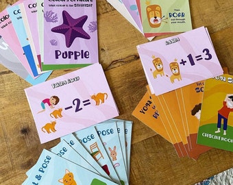 Yoga Maths Cards, Kids Yoga, Mindfulness, Digital Cards, Homeschool, Yoga Poses, Breathing, Educational Toys, Maths Games, Kids Movement