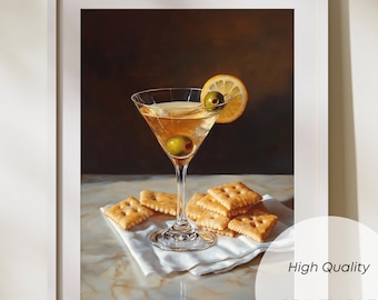 Martini Cocktail Art Print: Funny Kitchen & Bar Cart Decor (Digital Download)