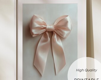 Pink Bow Print: Coquette Nursery Wall Art (Digital Download)
