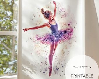 Pink Ballerina Art Print: Elegant Dance Bedroom Decor (Digital Download)