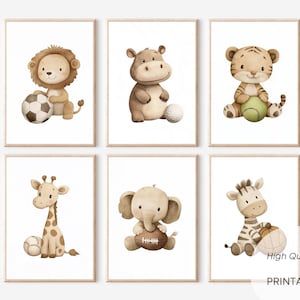 Sports nursery decor, Baby Animals Sport, Baby boy sports nursery, Safari nursery decor, football nursery, baseball nursery, golf nursery