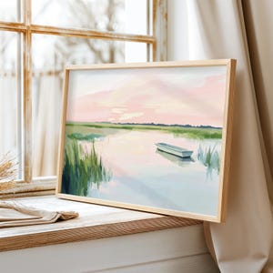 Coastal Marsh Sunset Watercolor Art Print: Lowcountry Landscape (Digital Download)