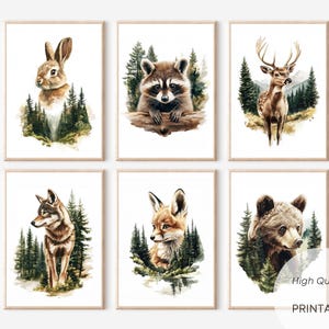 Woodland Animal Nursery Prints: Forest Animals Wall Art (Digital Download)