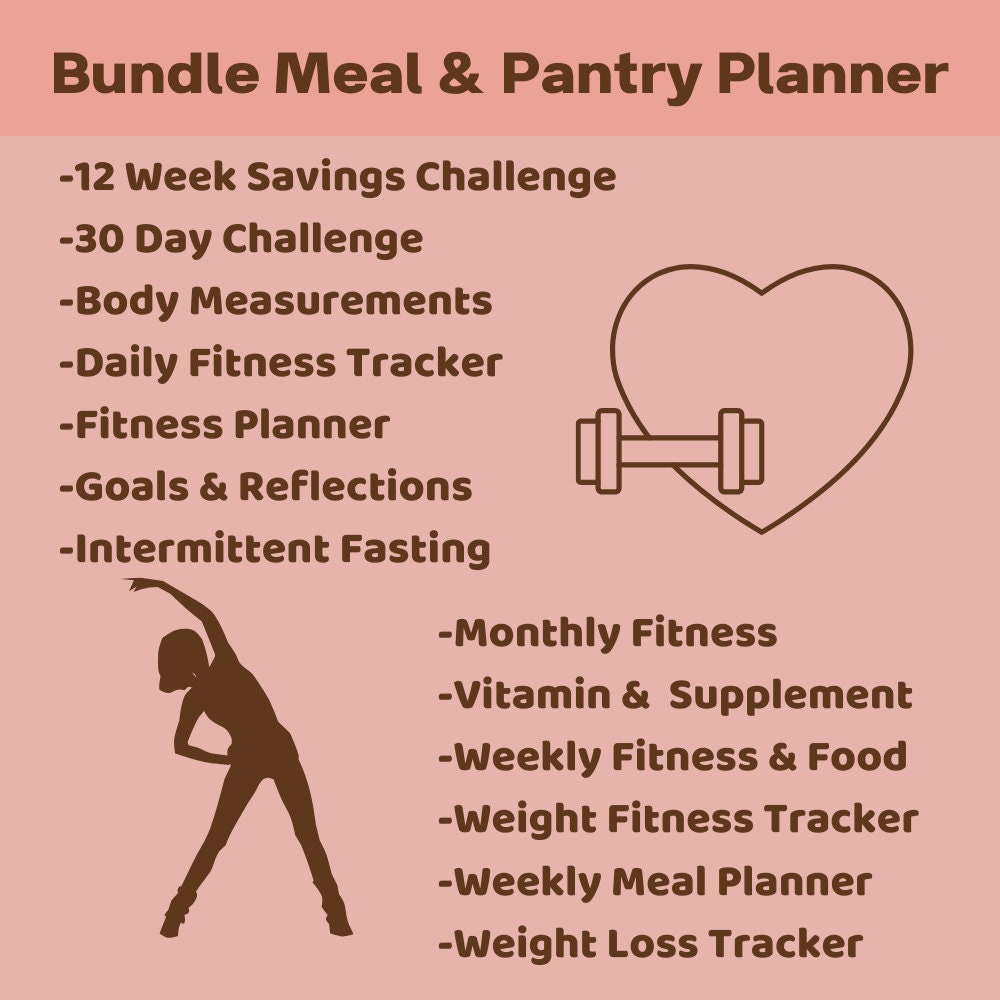Fitness Planner Bundle,weight Tracker,fitness Challenge,health and