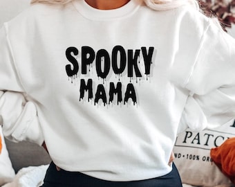 Spooky Mama Halloween Sweatshirt, Fall Crewneck Pullover