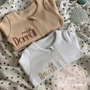 Personalised Embroidered baby sleepsuit | Romper | Personalised baby keepsake | Pregnancy announcement | Hospital outfit | Baby shower gift