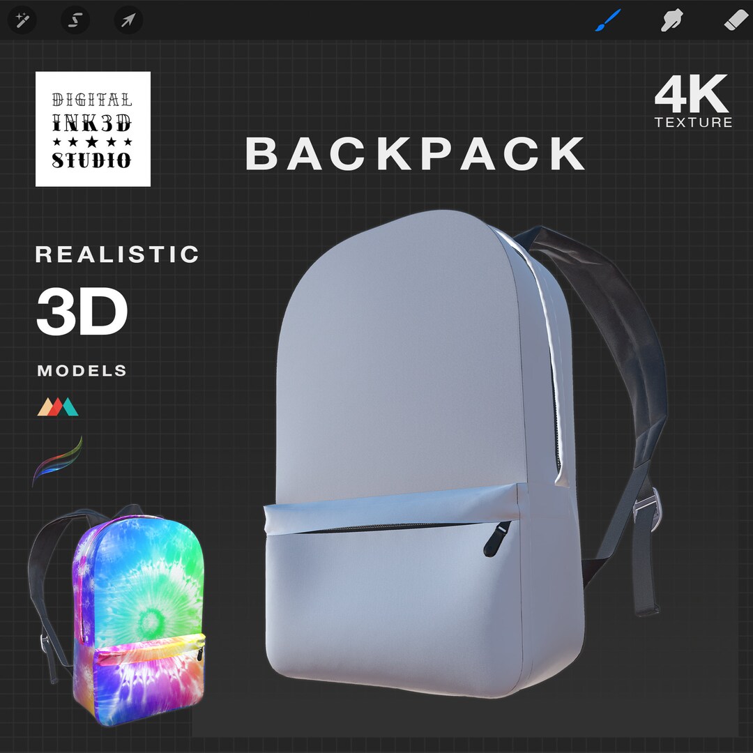 Backpack - Procreate 3D Model - Backpack Mockups - Etsy