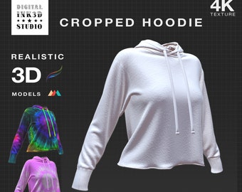 Cropped Hoodie  - Procreate 3D model - Hoodie mockups women