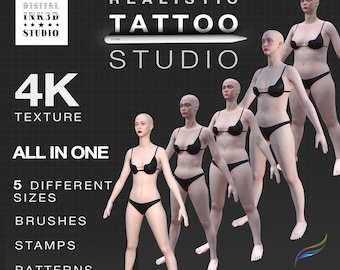 Procreate female body bundle, Tattoo studio, Procreate 3D models