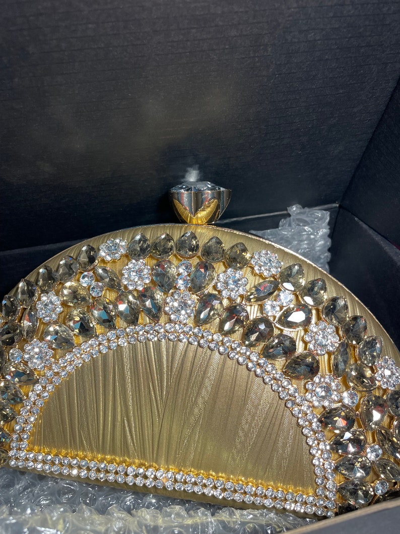 Fanshaped Clutch Bag White & Gold Etsy