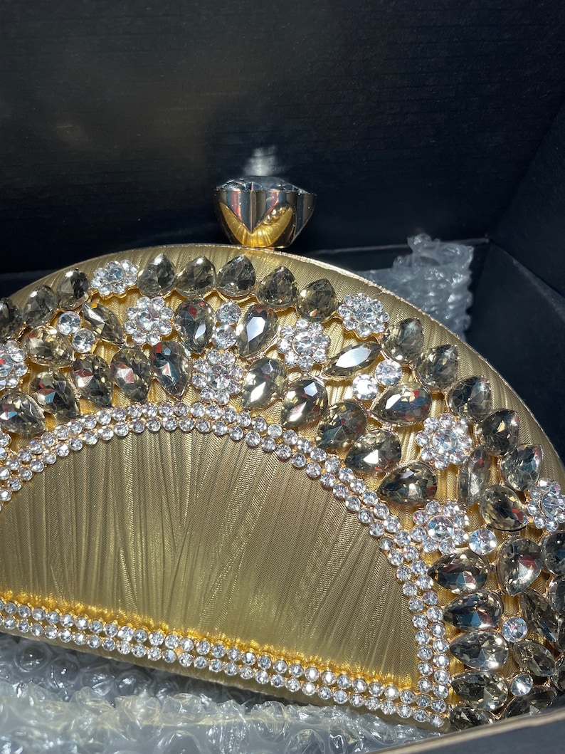 Fanshaped Clutch Bag White & Gold Etsy