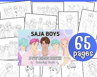KPOP Saja Boys Coloring Book | Anime Demon Hunter (Digital Download, 65 Pages)