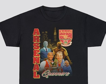Arsenal Vintage Style Shirt, Retro Unisex Heavy Cotton Shirt, Arsenal Football Shirt, AFC gift, Thierry Henry,  Retro Logo, Bootleg Tee