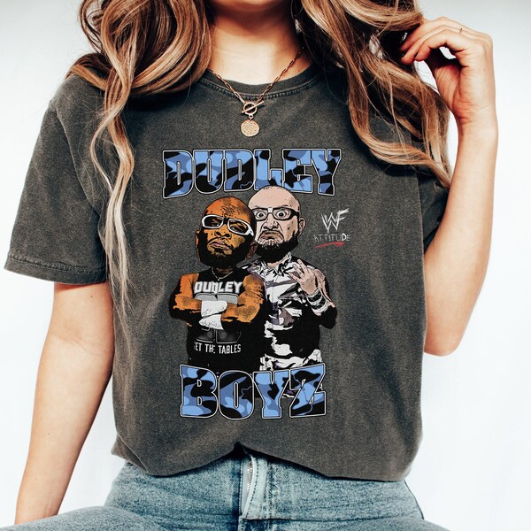 Dudley Boyz comic book wrestling shirt, Comfort colors white and pepper tshirt, wrestling gifts, fathers day gift ideas, retro 90s shirt