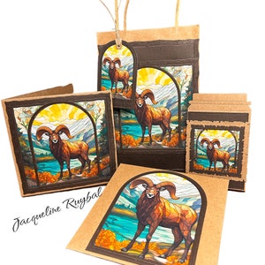 Cartão-presente do chefe, cartão-presente do colega de trabalho, ideias do supervisor, porta-dinheiro, efeito de vitral Conjunto de cartões-presente Big Horn, ideias do supervisor, cartão-presente