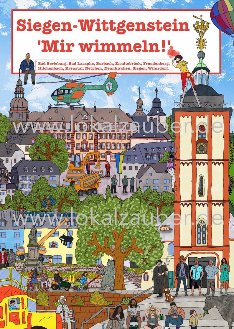 Siegen-Wittgenstein mir wimmeln: Wimmelbuch aus dem Siegerland, Kinderbuch Bild 1