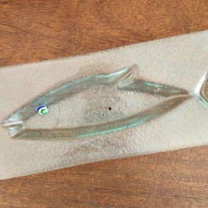 ユニークなヴィンテージアートガラスの魚の小物皿