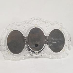 Vintage Mikasa Princess Crystal Triple Oval Frame | Ornate Frosted Scrolled Glass Germany