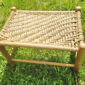 Vintage Rustic Woven Rope Footstool
