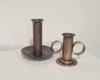 Candelabros gregorianos de cobre vintage – Juego de cobre macizo martillado, decoración para el hogar estilo Arts & Crafts